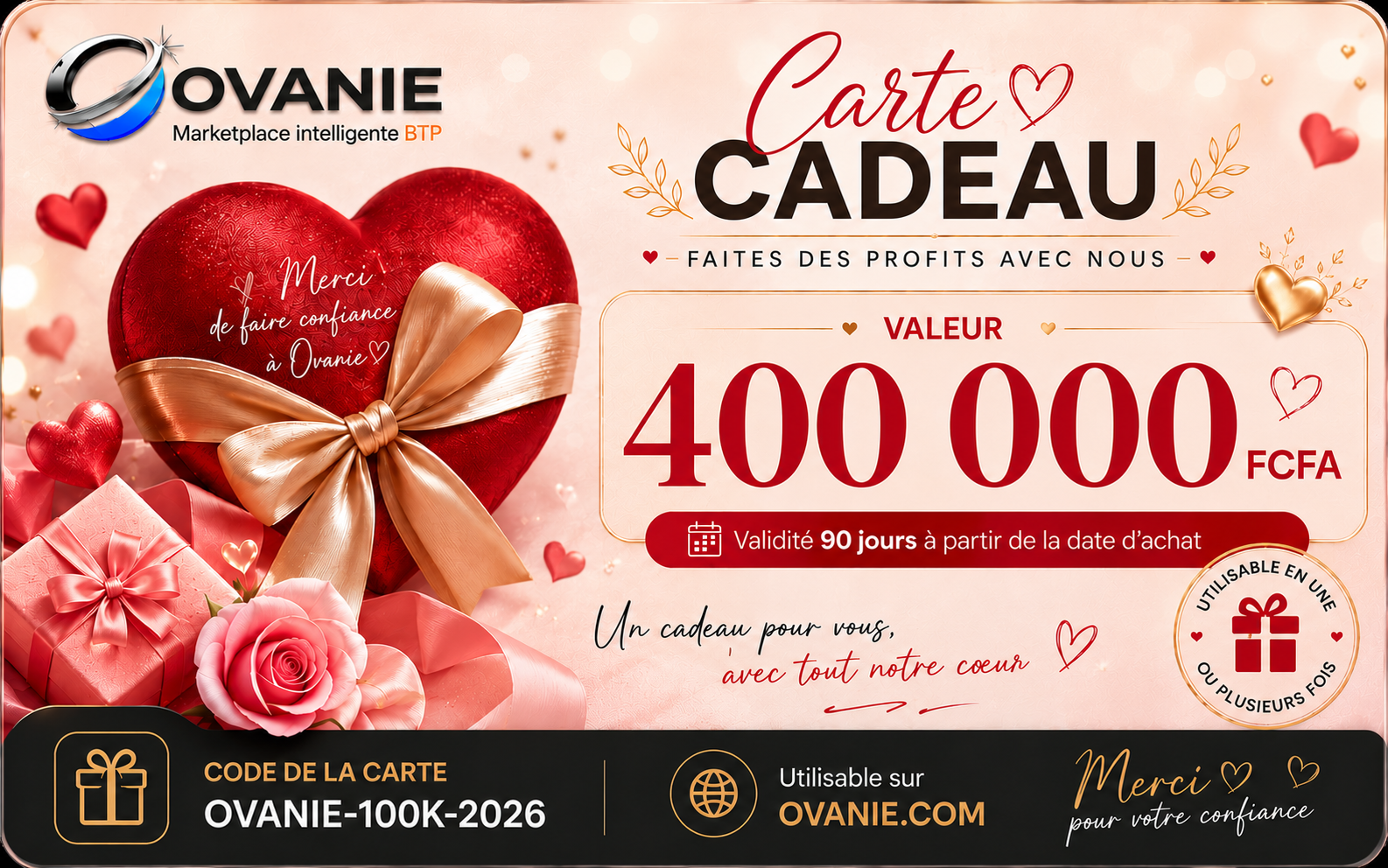 Carte Cadeau OVANIE 400 000 FCFA